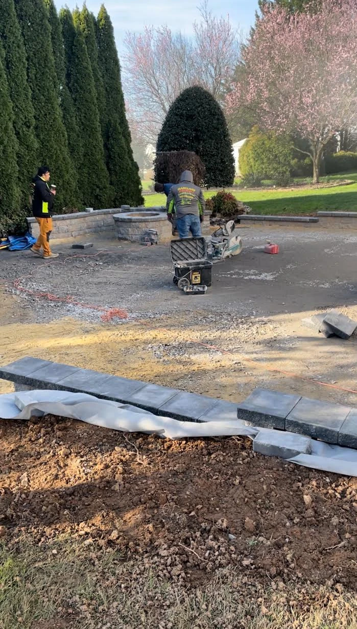 Patio installation in progress