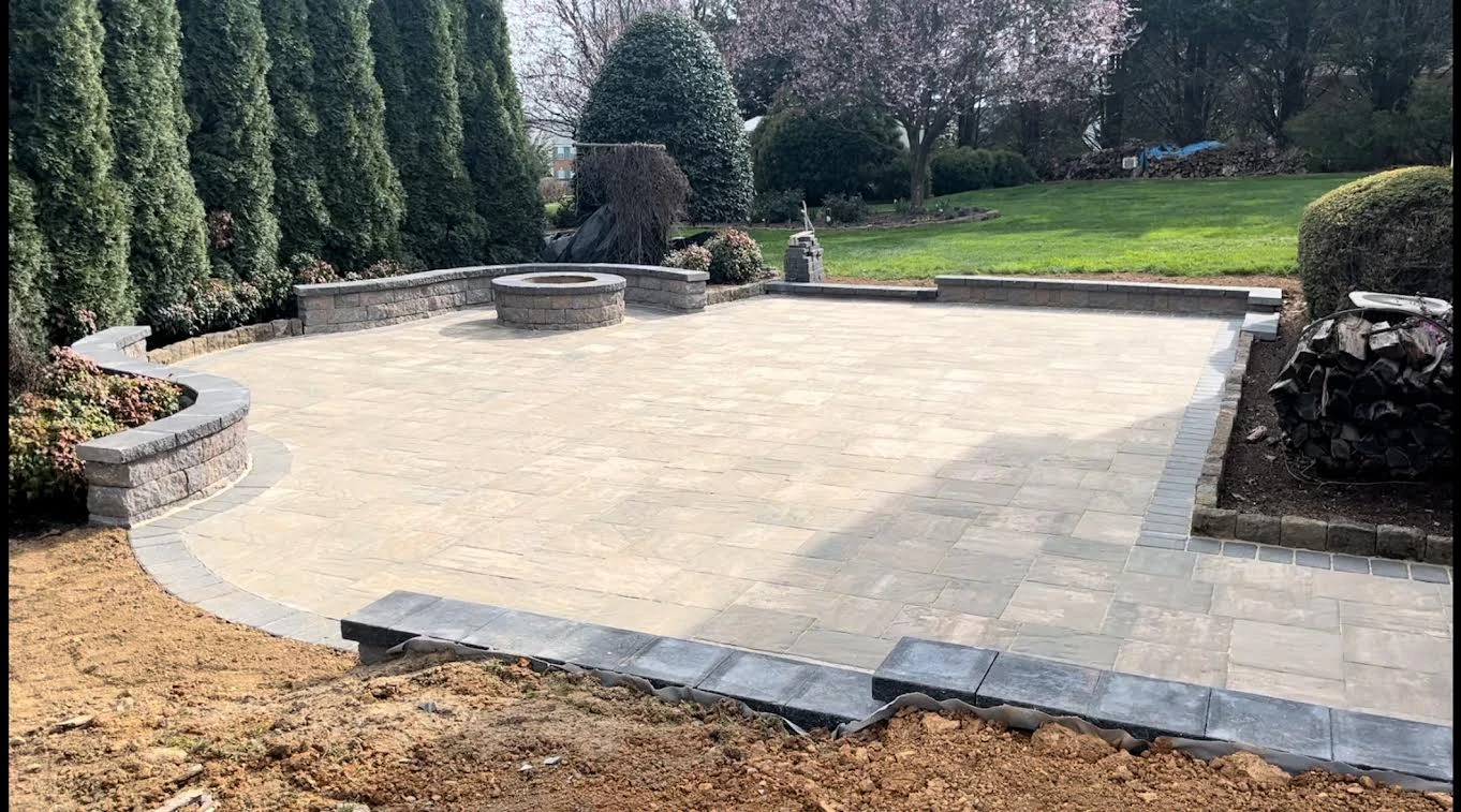 Finished patio with fire pit