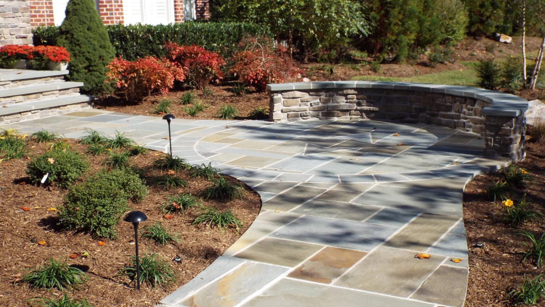 Curved stone walkway